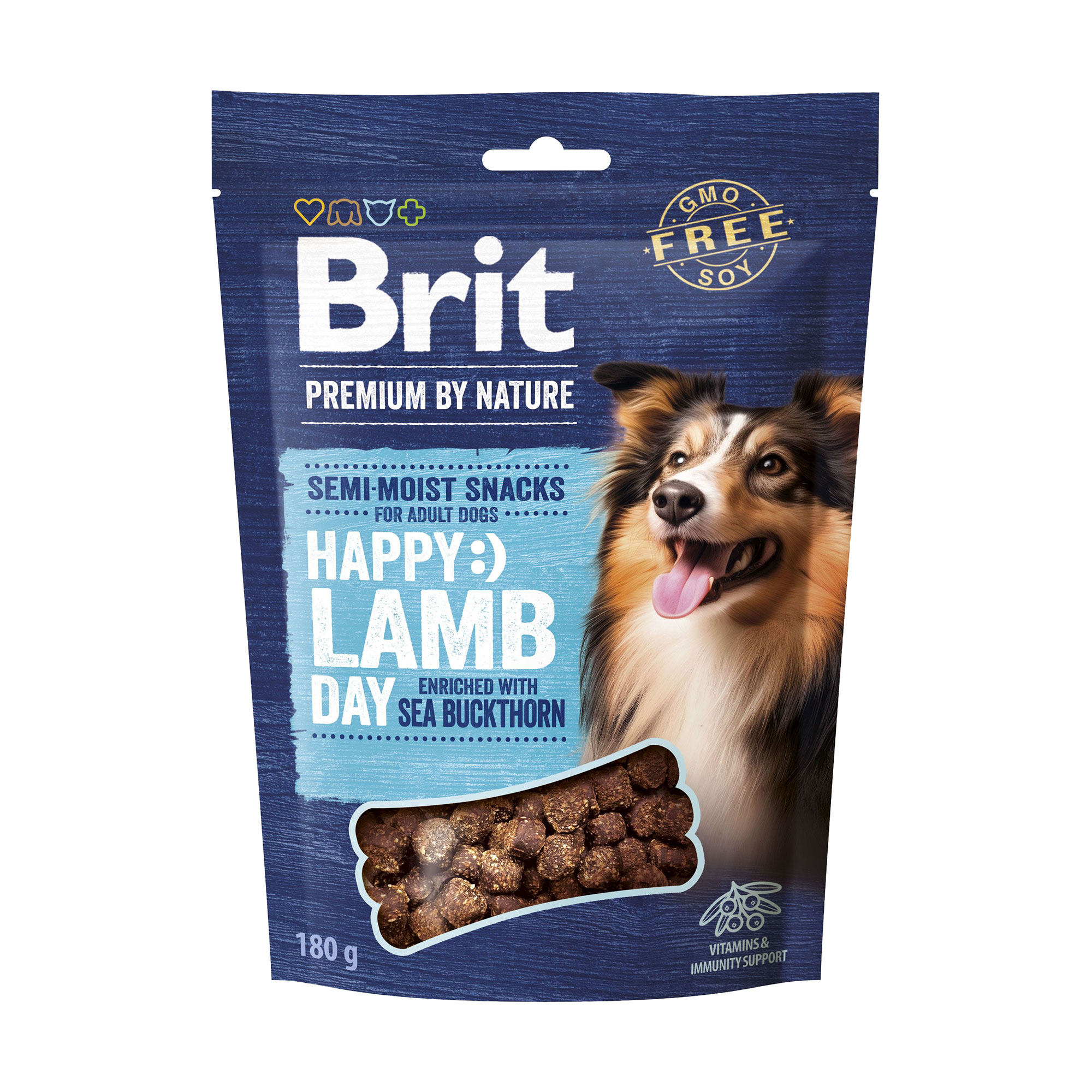Ласощі для дорослих cобак Brit Premium by Nature Semi-Moist Snacks напіввологі, з ягням і обліпихою, 180 г